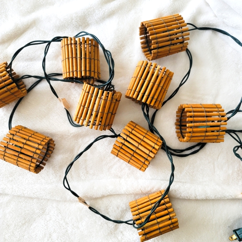 SOLD Rattan Cover String Lights